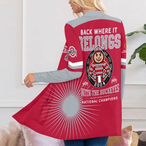 Ohio State Buckeyes Football Women's Patch Pocket Cardigan - MAITM 10014