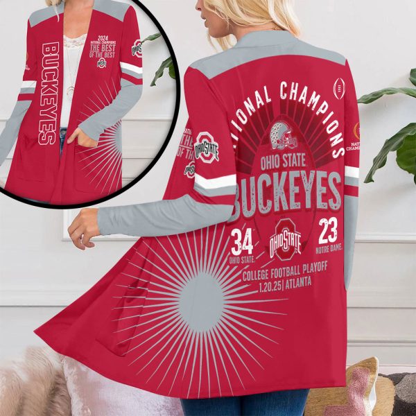 Ohio State Buckeyes Football Women's Patch Pocket Cardigan - MAITM 9800