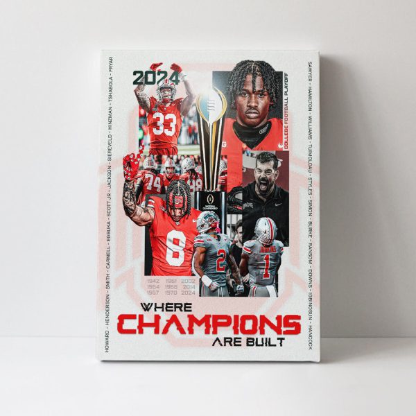 Ohio State Buckeyes Football Rectangle Canvas With Inner Frame - HOATT 8907