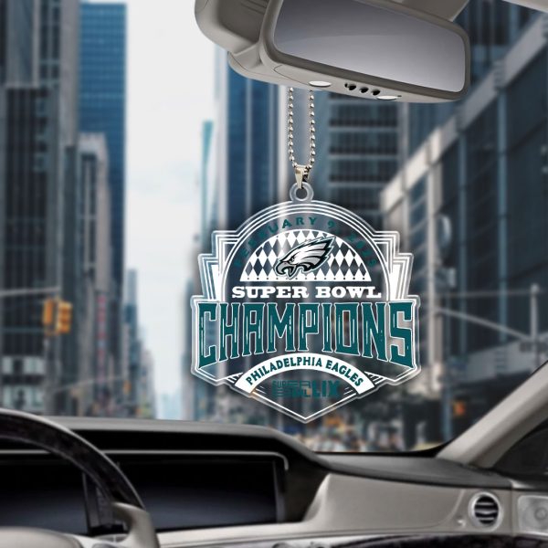 Philadelphia Eagles Custom Shape Clear 1-sided Acrylic Car Ornament - HOATT 8348