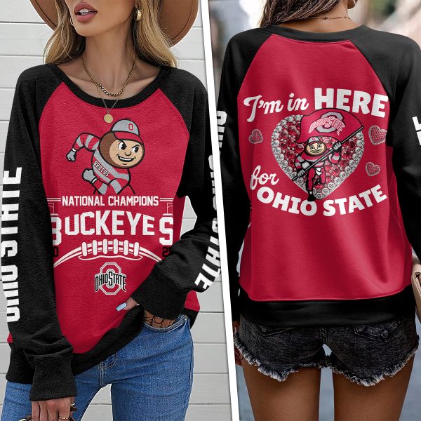Ohio State Buckeyes Football Round Neck Raglan Sleeve Sweatshirt – ANHNV 6135