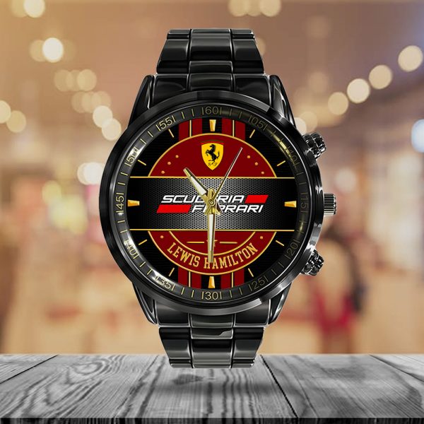 Scuderia Ferrari x Lewis Hamilton Black Stainless Steel Watch - ANHNV 6148