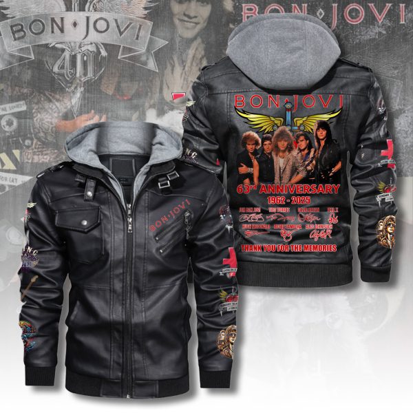 Bon Jovi 2D Hooded Leather Coat - ANHNV 6293