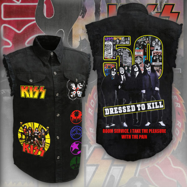 Kiss Band 3D Lightweight Sleeveless Denim Shirt - ANHNV 9421