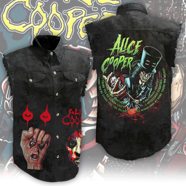 Alice Cooper 3D Lightweight Sleeveless Denim Shirt - ANHNV 9340