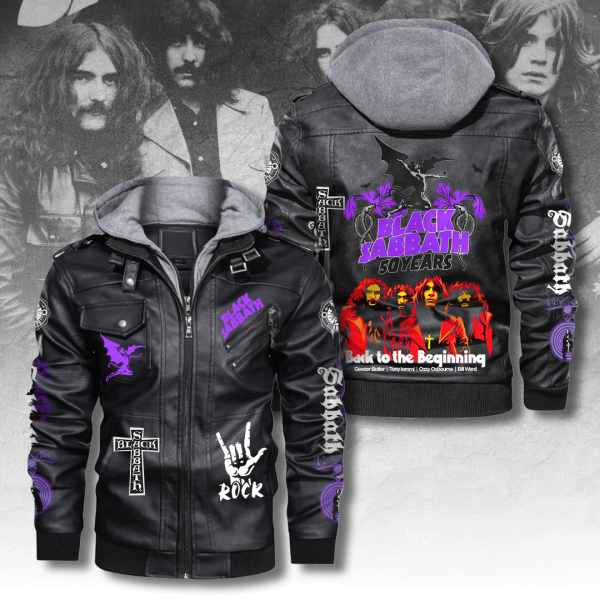 Black Sabbath 2D Hooded Leather Coat - ANHNV 9385