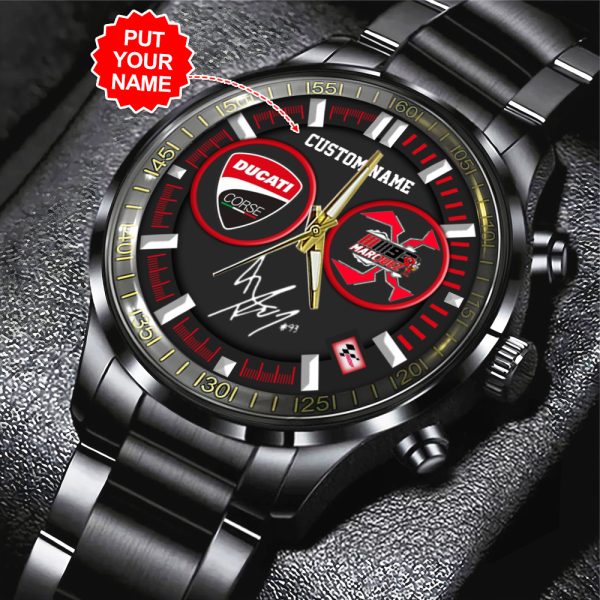 Personalized Ducati Lenovo Team x Marc Marquez Black Stainless Steel Watch - TANTN 11479
