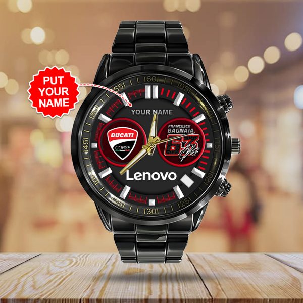 Personalized Ducati Lenovo Team x Francesco Bagnaia Black Stainless Steel Watch - HOATT 9209