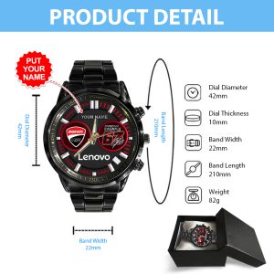 Personalized Ducati Lenovo Team x Francesco Bagnaia Black Stainless Steel Watch - HOATT 9209