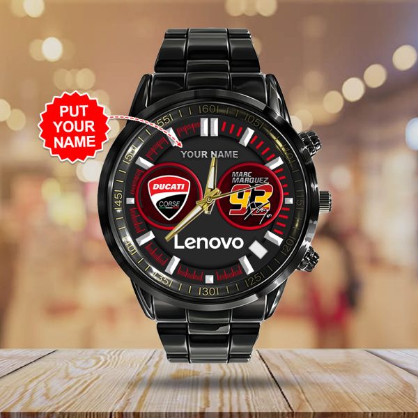 Personalized Ducati Lenovo Team x Marc Marquez Black Stainless Steel Watch - HOATT 9208