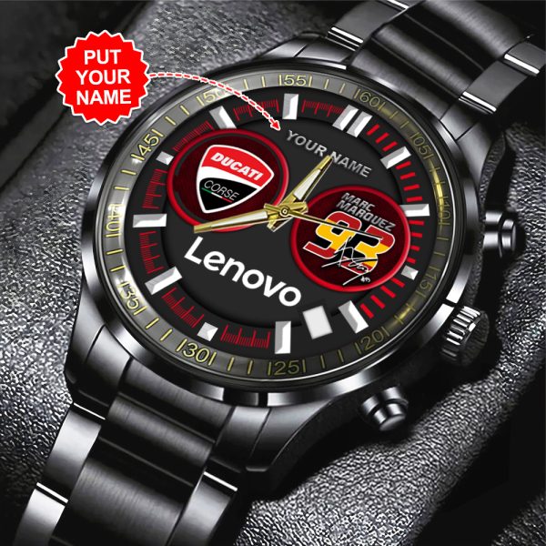 Personalized Ducati Lenovo Team x Marc Marquez Black Stainless Steel Watch - HOATT 9208