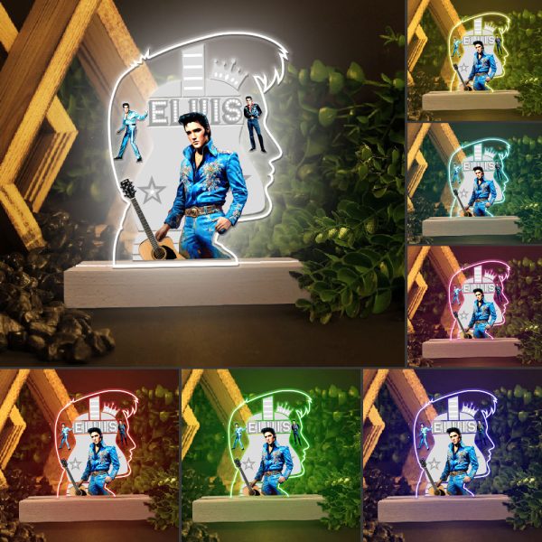 Elvis Presley Led Light with Wooden Base (7 Colors) - HOATT 9402