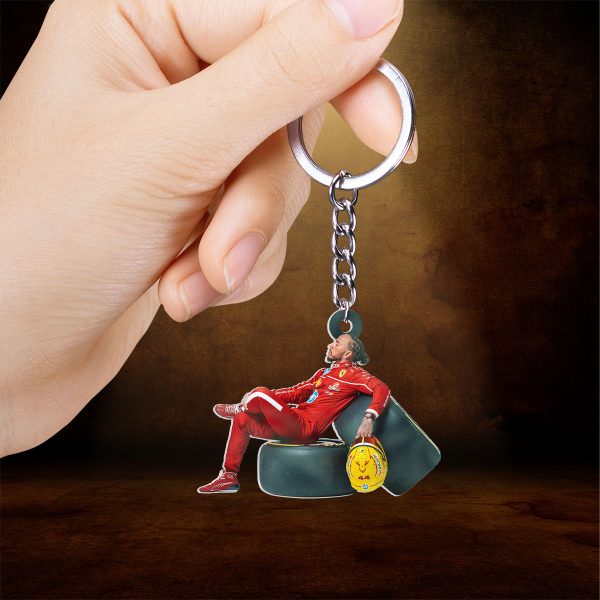Lewis Hamilton x Scuderia Ferrari Custom Shape 2-sided Keychain - HOATT 8976