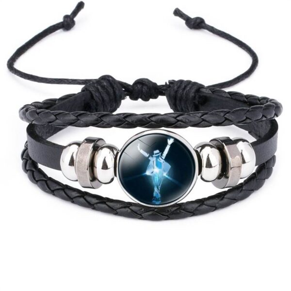 Michael Jackson Glass Button Leather Braided Bracelet - MAITM DROP090