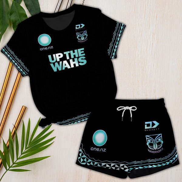 New Zealand Warriors Women O-Neck T-Shirt and Casual Shorts Set - VANDH 4334