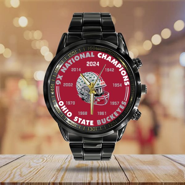 Ohio State Buckeyes Football Black Stainless Steel Watch - TANTN 11219