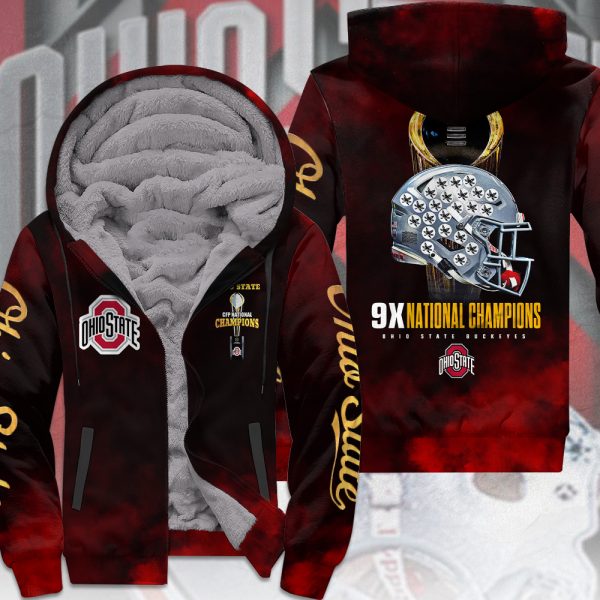 Ohio State Buckeyes Football 3D Fleece Zip Up Hoodie - HOATT 8945