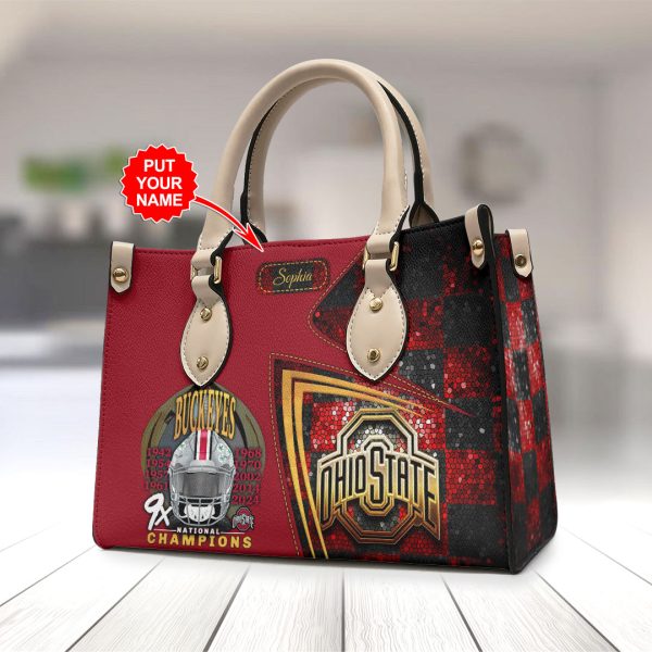 Personalized Ohio State Buckeyes Football Leather HandBag - HOATT 8969