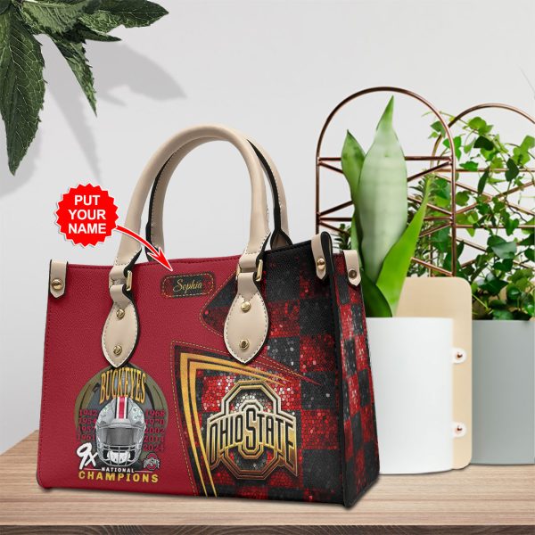 Personalized Ohio State Buckeyes Football Leather HandBag - HOATT 8969