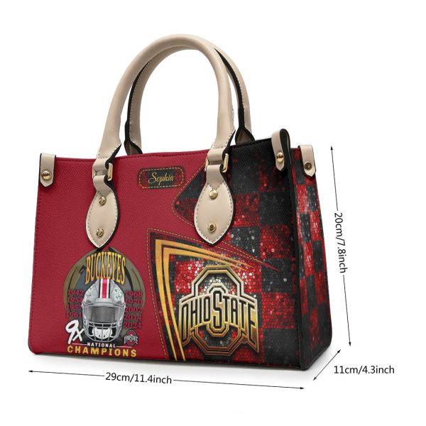 Personalized Ohio State Buckeyes Football Leather HandBag - HOATT 8969