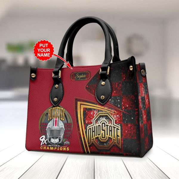 Personalized Ohio State Buckeyes Football Leather HandBag - HOATT 8969