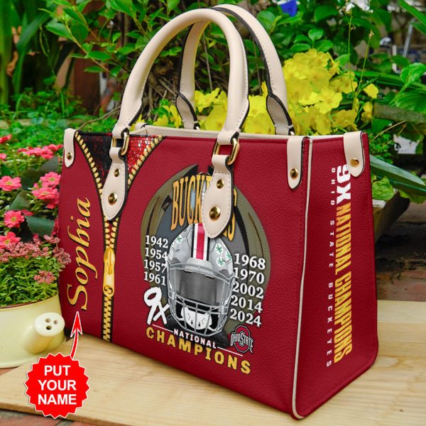 Personalized Ohio State Buckeyes Football Leather HandBag - HOATT 9107