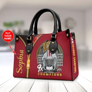 Personalized Ohio State Buckeyes Football Leather HandBag - HOATT 9107