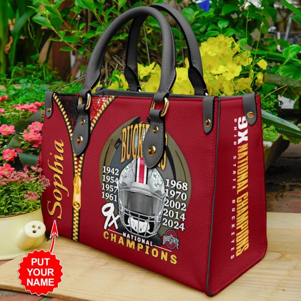 Personalized Ohio State Buckeyes Football Leather HandBag - HOATT 9107