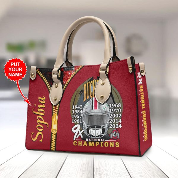 Personalized Ohio State Buckeyes Football Leather HandBag - HOATT 9107