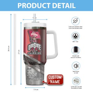 Personalized Ohio State Buckeyes Football 40oz Stanley Tumbler - MAITM 10146
