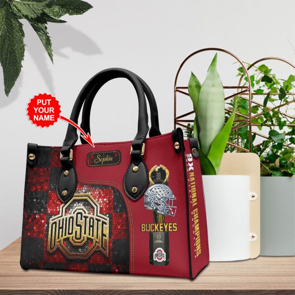 Personalized Ohio State Buckeyes Football Leather HandBag - HOATT 9038