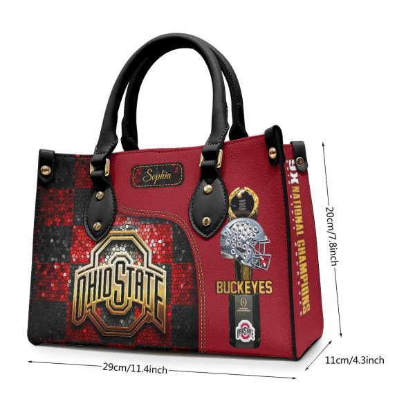 Personalized Ohio State Buckeyes Football Leather HandBag - HOATT 9038