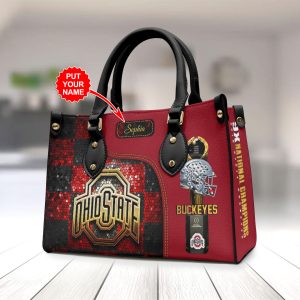 Personalized Ohio State Buckeyes Football Leather HandBag - HOATT 9038