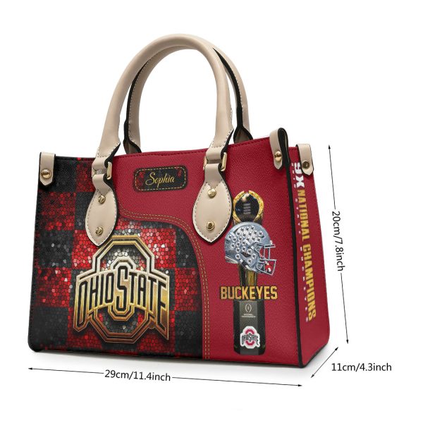 Personalized Ohio State Buckeyes Football Leather HandBag - HOATT 9038