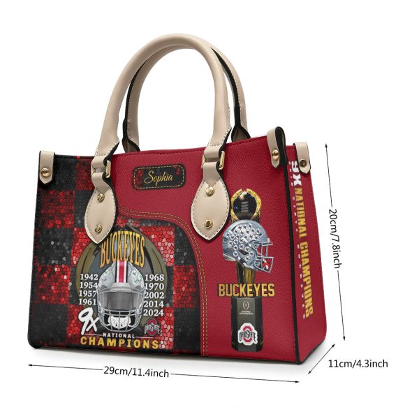 Personalized Ohio State Buckeyes Football Leather HandBag - HOATT 9039