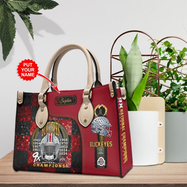 Personalized Ohio State Buckeyes Football Leather HandBag - HOATT 9039