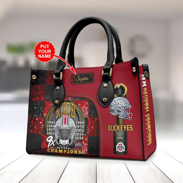 Personalized Ohio State Buckeyes Football Leather HandBag - HOATT 9039