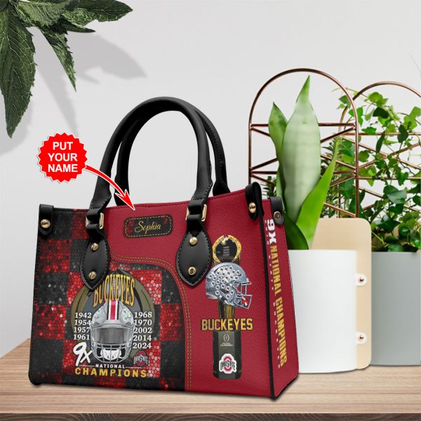 Personalized Ohio State Buckeyes Football Leather HandBag - HOATT 9039