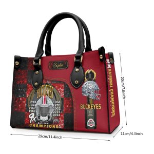 Personalized Ohio State Buckeyes Football Leather HandBag - HOATT 9039
