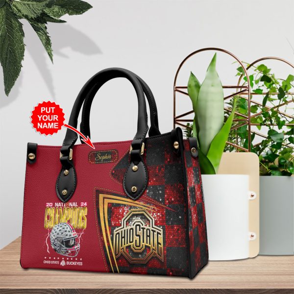 Personalized Ohio State Buckeyes Football Leather HandBag - HOATT 9004