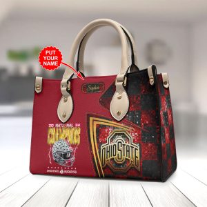 Personalized Ohio State Buckeyes Football Leather HandBag - HOATT 9004