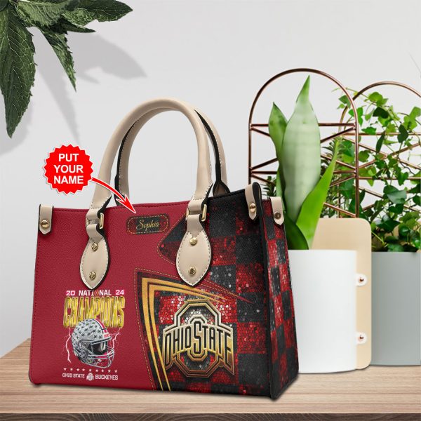 Personalized Ohio State Buckeyes Football Leather HandBag - HOATT 9004