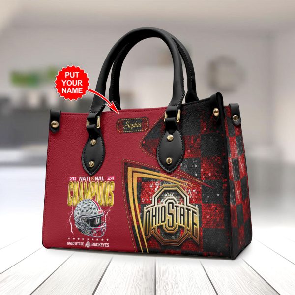 Personalized Ohio State Buckeyes Football Leather HandBag - HOATT 9004