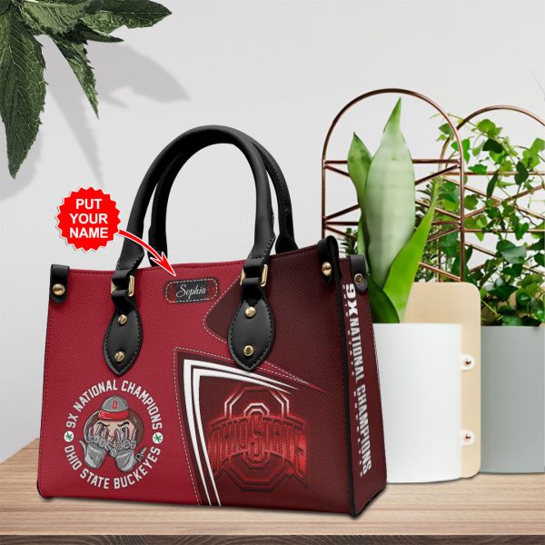 Personalized Ohio State Buckeyes Football Leather HandBag - HOATT 9005