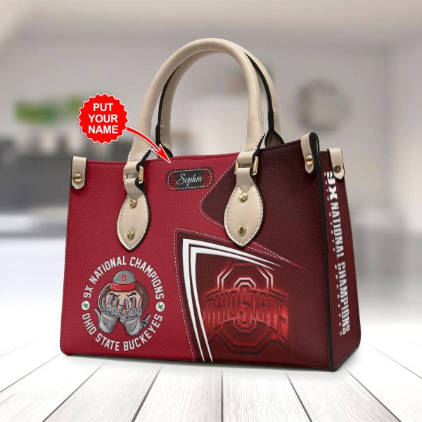 Personalized Ohio State Buckeyes Football Leather HandBag - HOATT 9005