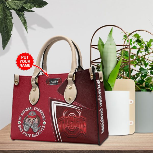 Personalized Ohio State Buckeyes Football Leather HandBag - HOATT 9005