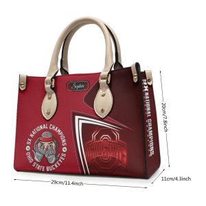 Personalized Ohio State Buckeyes Football Leather HandBag - HOATT 9005