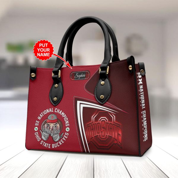Personalized Ohio State Buckeyes Football Leather HandBag - HOATT 9005