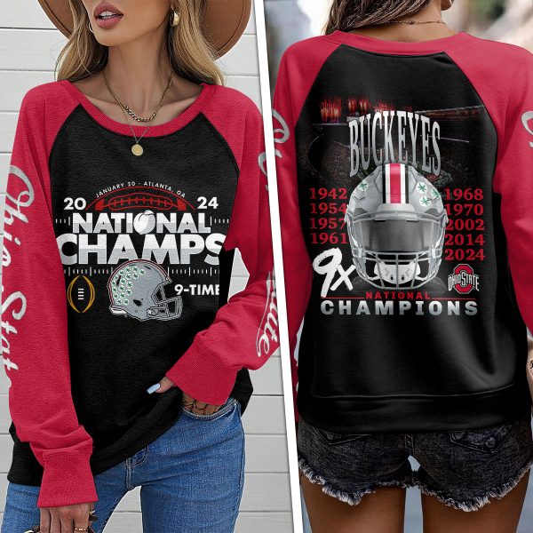 Ohio State Buckeyes Football Round Neck Raglan Sleeve Sweatshirt – HOATT 9017