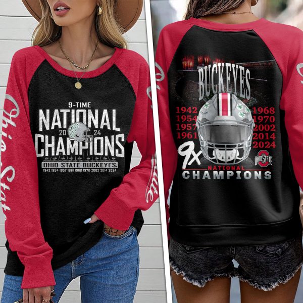 Ohio State Buckeyes Football Round Neck Raglan Sleeve Sweatshirt – HOATT 9058